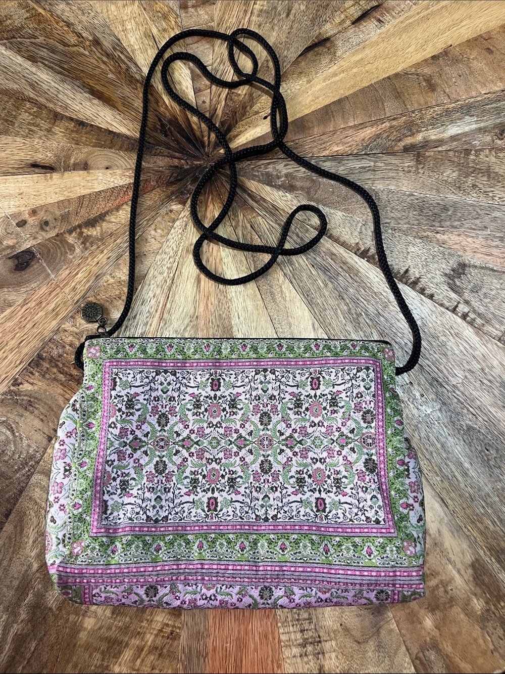 Floral Pink & Green Crossbody Bag